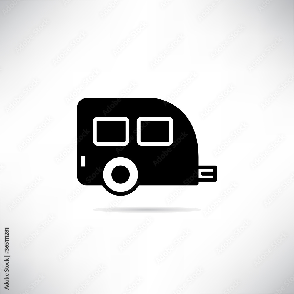 RV motor home icon drop shadow on gray background RV motor home icon drop shadow on gray background