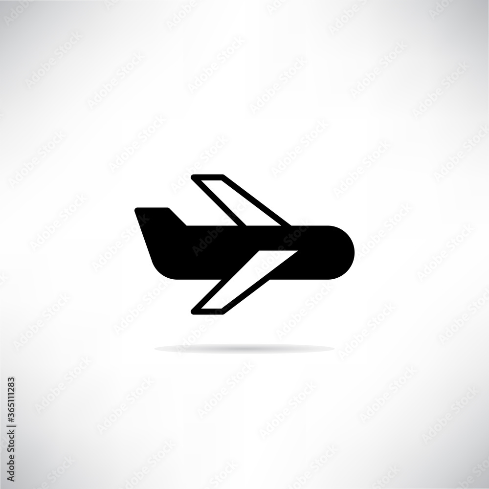 plane icon drop shadow on gray background plane icon drop shadow on gray background
