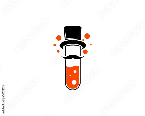 Bottle labs with mustache and magician hat