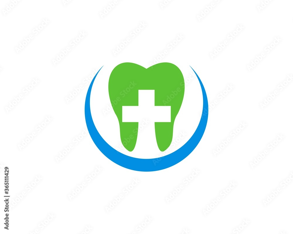 Combination medical symbol inside the tooth Combination medical symbol inside the tooth