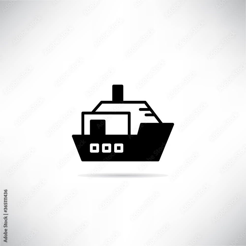 yacht icon drop shadow on gray background yacht icon drop shadow on gray background