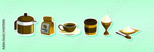 Coffee icon set isolated on tosca background