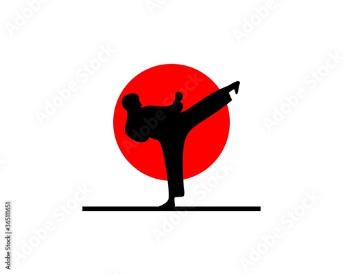 Karate and taekwondo with red circle behind