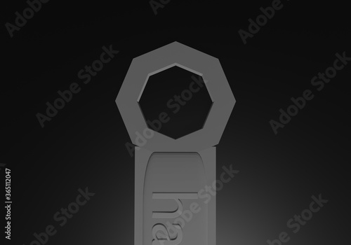 3d white wrench for tightening the bolts on dark background 3D rendering