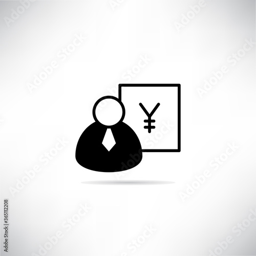 businessman and Yuan investor icon vector illustration on gray background