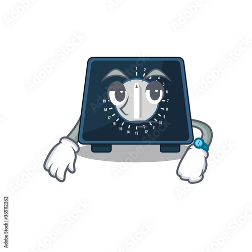 Mascot design style of kitchen timer with waiting gesture