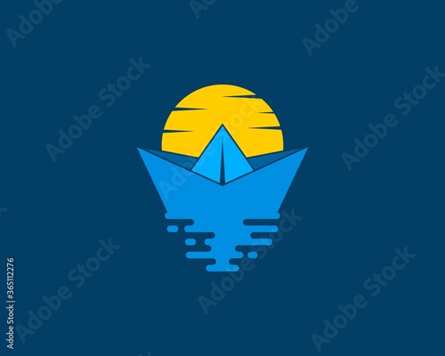 Sunset with paper boat