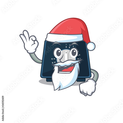 cartoon character of kitchen timer Santa having cute ok finger © kongvector
