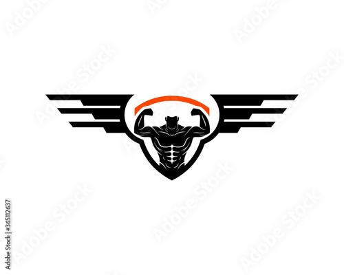 Shield with strong human and wings