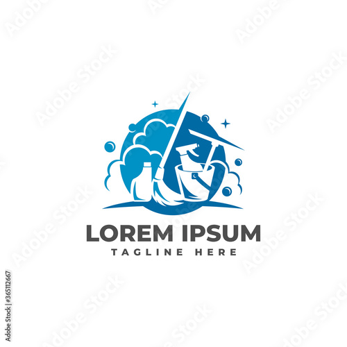 Cleaning Service Logo Vector Icon Illustration