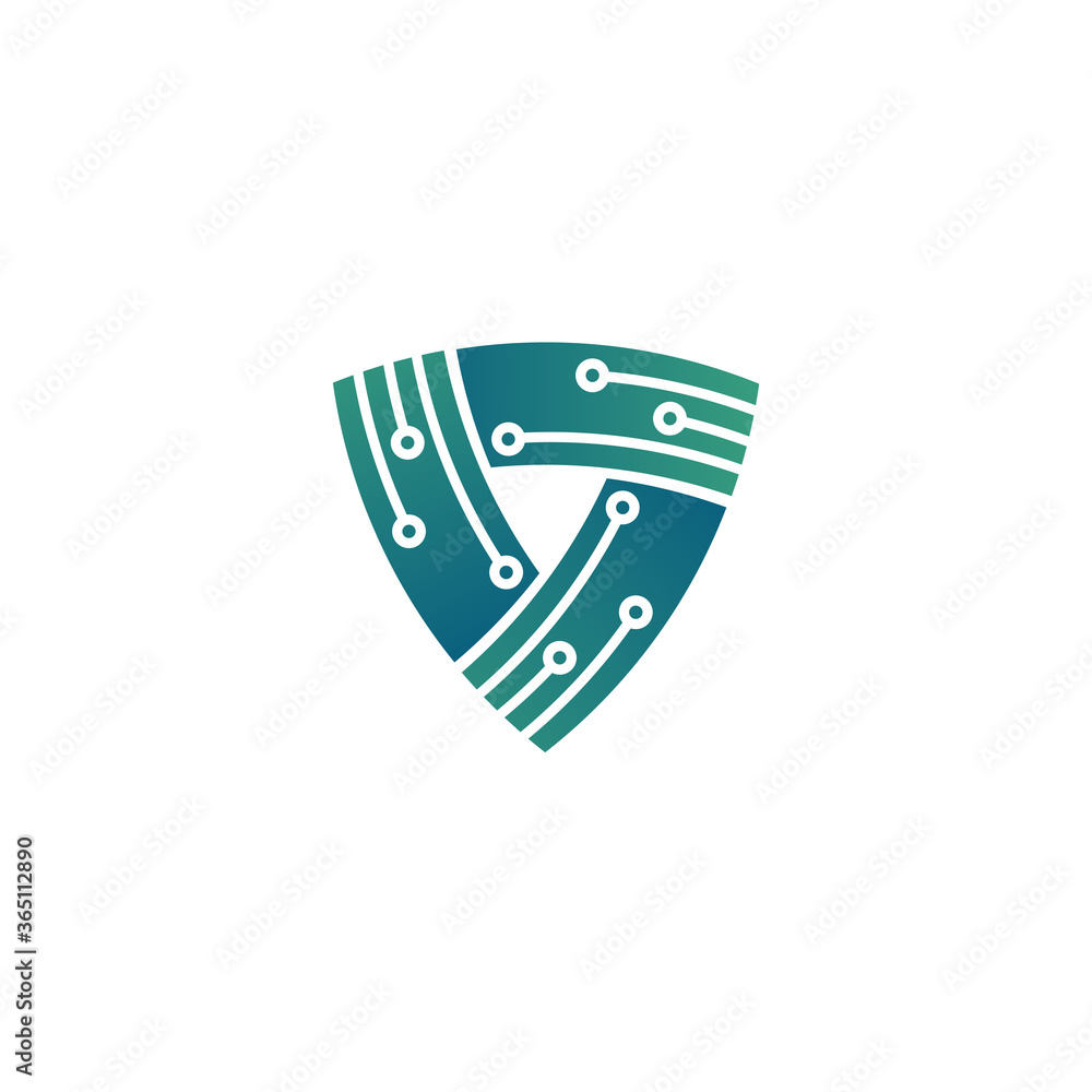 Logo template of shield and technology. Simple flat style. Vector logo template ready for use. Logo template of shield and technology. Simple flat style. Vector logo template ready for use.