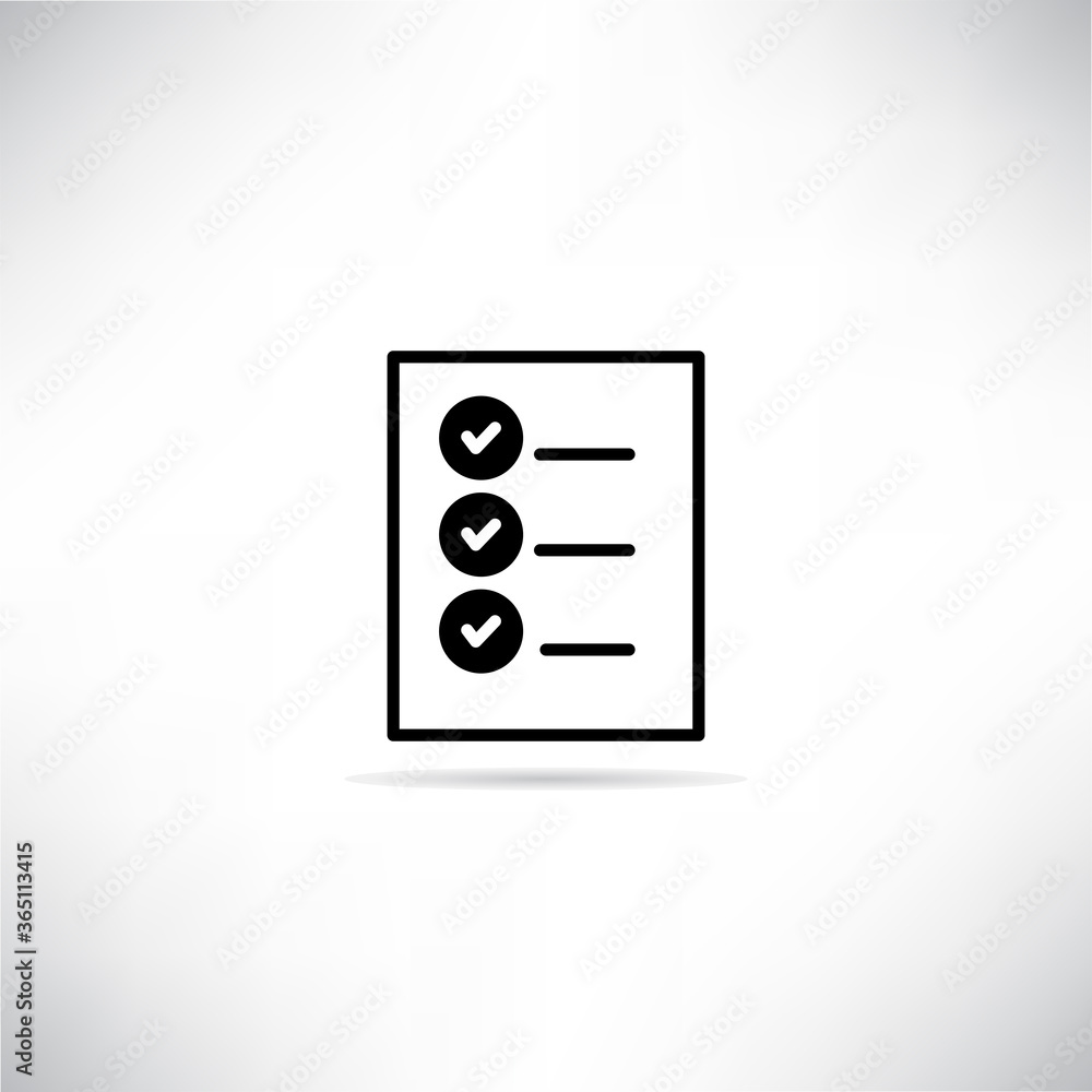 check list document icon drop shadow vector check list document icon drop shadow vector