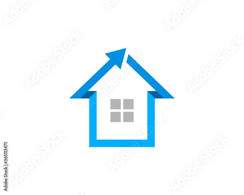Blue house with arrow up