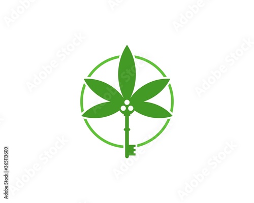 Circle shape with cannabis leaf and key inside