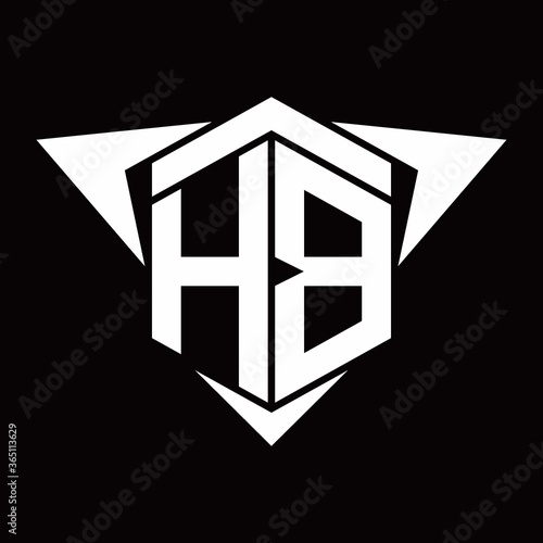 HB Logo monogram with wings arrow around design template