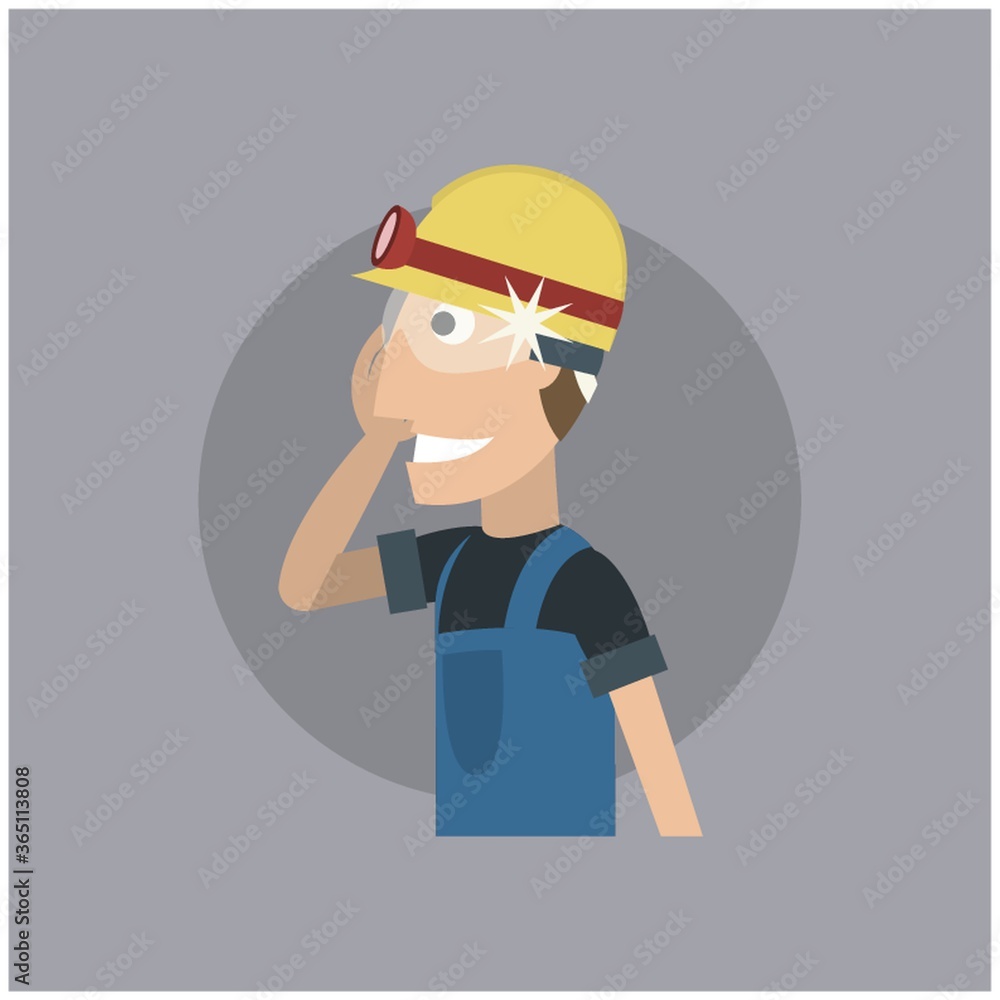 worker with head torch and spectacles