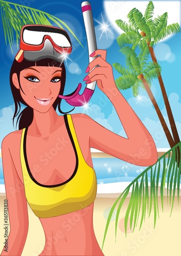 woman with scuba mask and snorkel