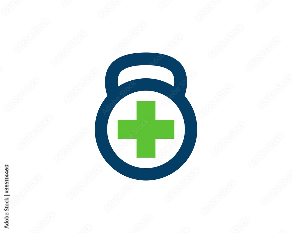 Kettle bell with health symbol inside Kettle bell with health symbol inside