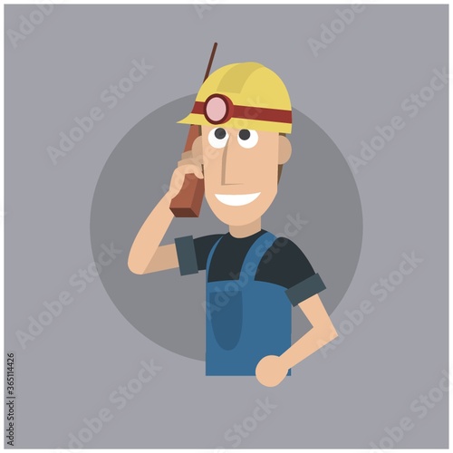 worker talking on walkie talkie