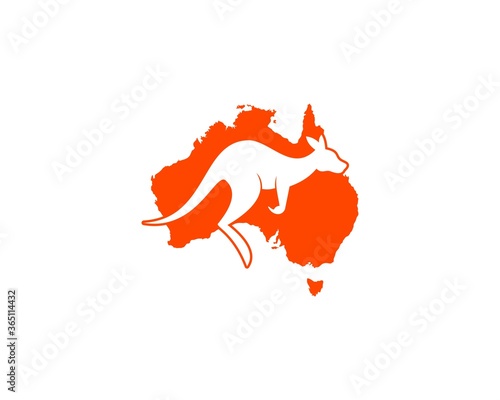 Jumping kangaroo in the australia map