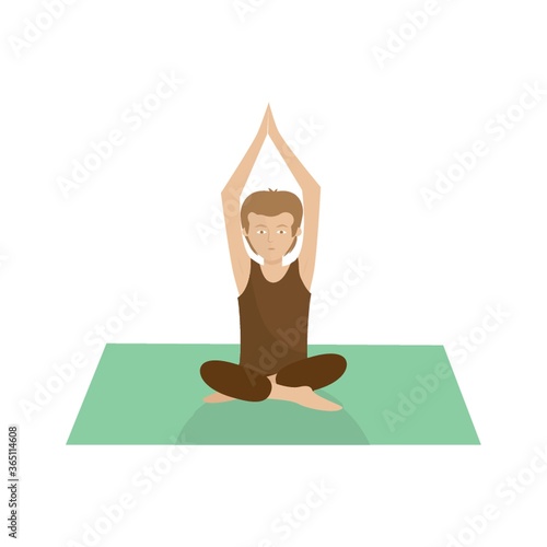 man practising yoga in easy pose
