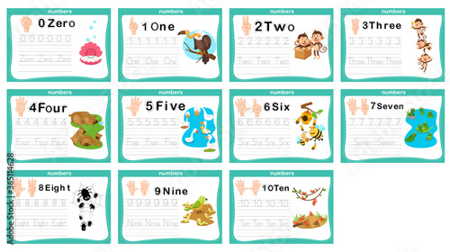 Hand count.finger and number,Number exercise illustration vector