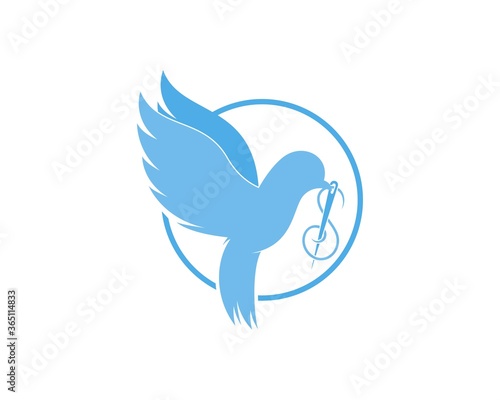 Flying bird with bring a thread needle