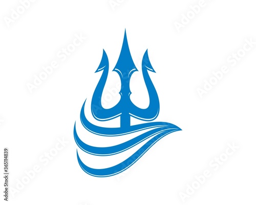 Blue trident with simple wave
