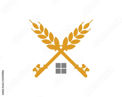Wheat with crossed keys forms the roof house