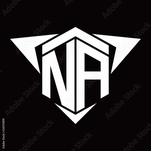 NA Logo monogram with wings arrow around design template