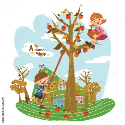 children plucking fruits