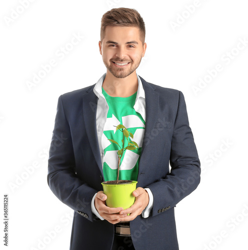 Man in t-shirt with recycli...