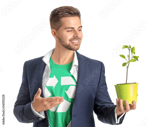 Man in t-shirt with recycli...