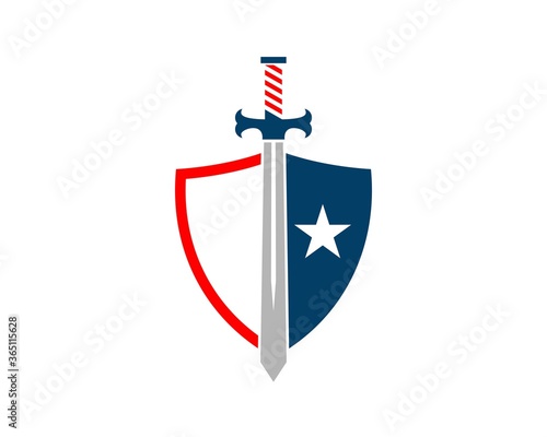 Shield and star with knight sword