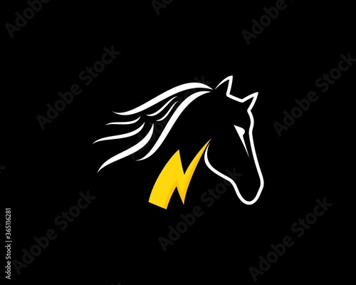 Abstract horse head with energy symbol