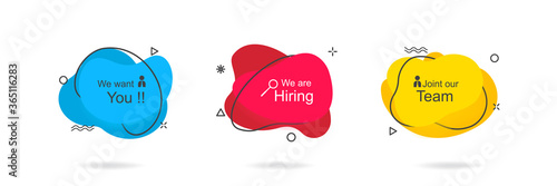 Modern abstract banner with we are hiring word vector illustration . Fluid gradient geometric for minimal banners, logo, flyer, poster, presentation and advertising. Abstract trendy liquid background.