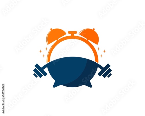 Alarm clock with barbell swoosh