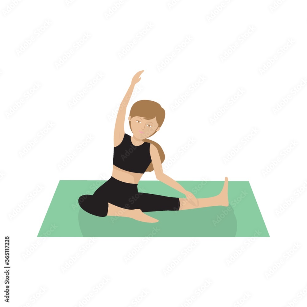 girl practising yoga in revolved head-to-knee sequence girl practising yoga in revolved head-to-knee sequence
