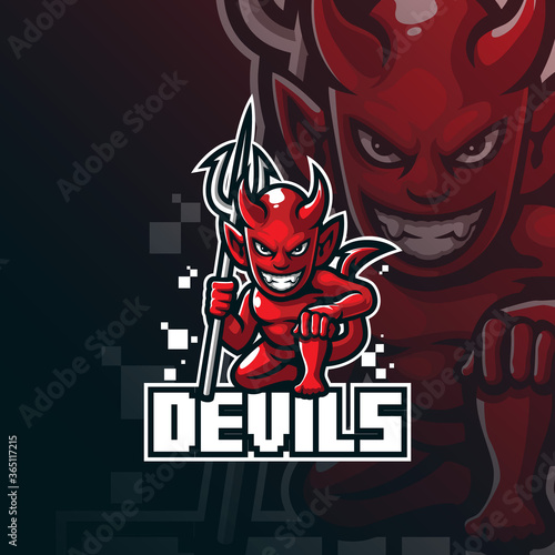 devil mascot logo design vector with modern illustration concept style for badge, emblem and tshirt printing. devil illustration for sport team.