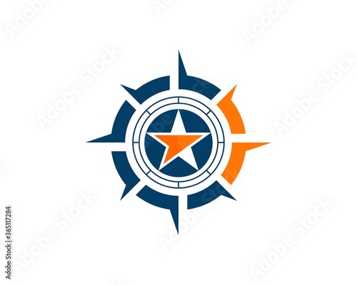 Modern compass with star direction inside