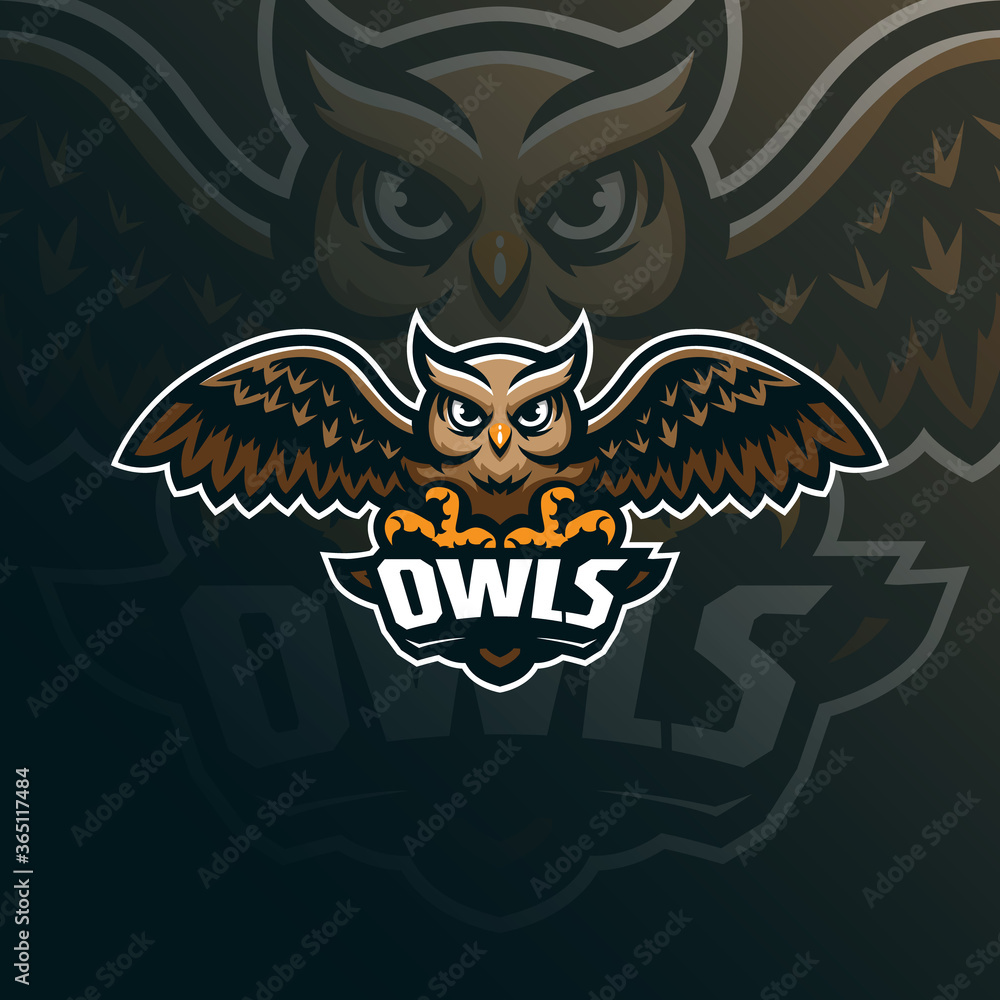 owl mascot logo design vector with modern illustration concept style for badge, emblem and tshirt printing. owl illustration for sport team.