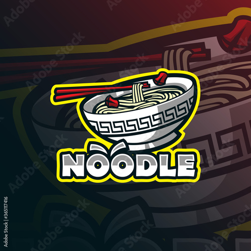 noodle mascot logo design vector with modern illustration concept style for badge, emblem and tshirt printing. noodle illustration.
