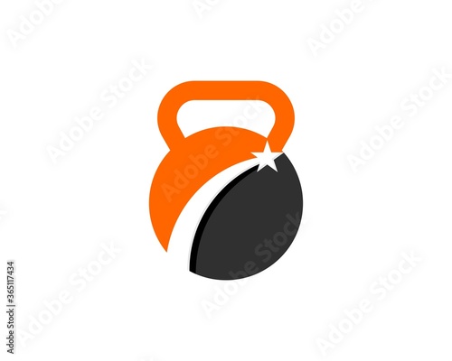 Orange and grey kettle bell with star swoosh