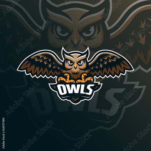 owl mascot logo design vector with modern illustration concept style for badge, emblem and tshirt printing. owl illustration for sport team.