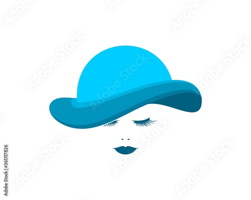 Blue women hat with beautiful face