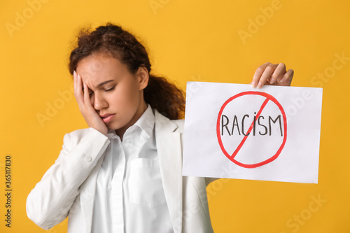 Sad African-American woman ...