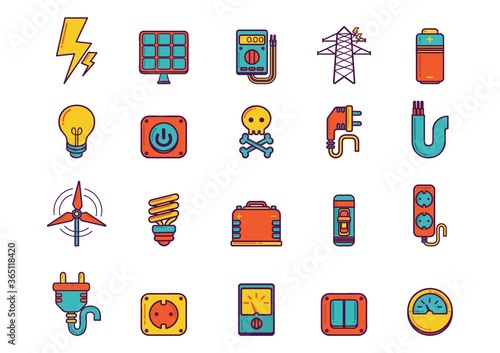 set of electrical icons