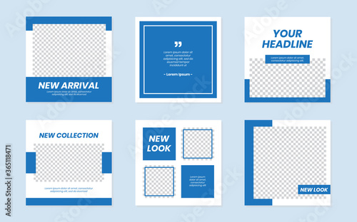 Slides Abstract Unique Editable Modern Social Media Banner Blue Template. For personal & business. Anyone can use this design easily. Promotional web banner social media post feed. Vector Illustration