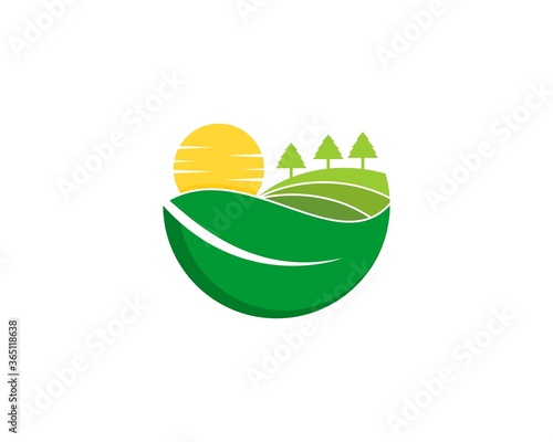 Nature farm with sunrise and leaf