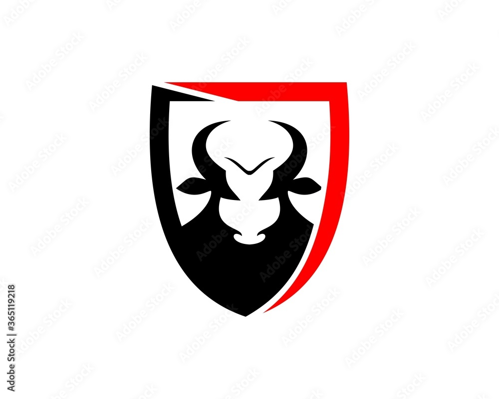 Angry black bull inside the shield Angry black bull inside the shield